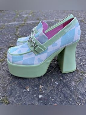 JULEP PREP SKOOL PRINCESS PLATFORM OXFORDS Sugar Thrillz Green White size 8